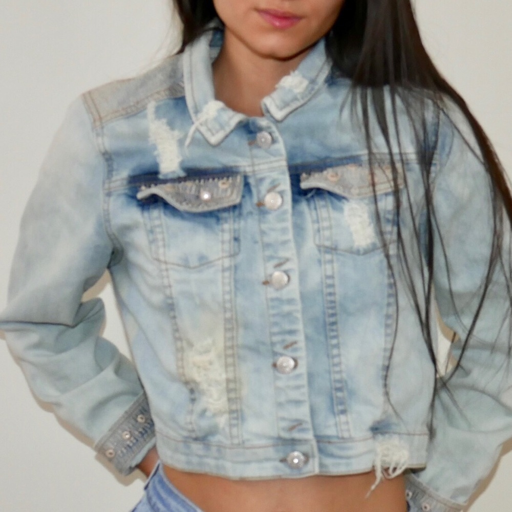 Washed Out Distressed Jean Jacket - Picture 2 of 8